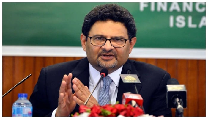 Finance Minister Miftah Ismail addressing a press conference. — AFP/ File