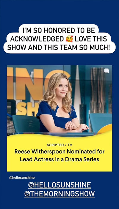 Jennifer Aniston seems unfazed by Emmy snub after Reese Witherspoon’s nod