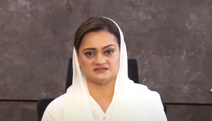 Minister for Information Marriyum Aurangzeb addresses a press conference in Islamabad on July 15, 2022. —  YouTube/PTVNewsLive
