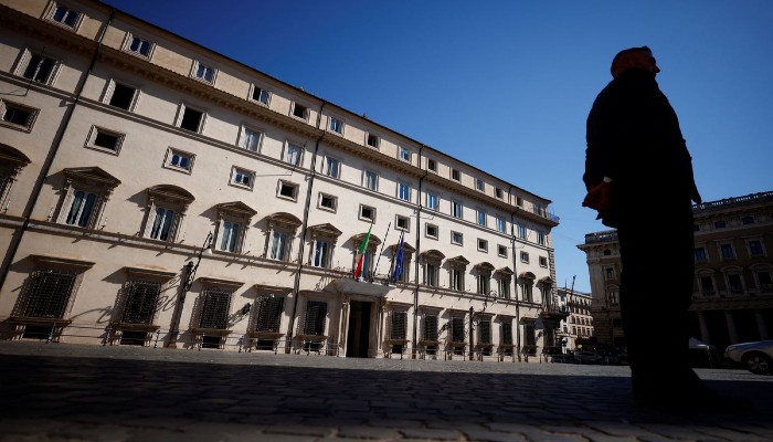 A view of the Prime Ministers office Chigi Palace the day after Italian Prime Minister Mario Draghi tendered his resignation to Italian President Sergio Mattarella, in Rome, Italy, July 15, 2022. Photo—REUTERS/Guglielmo Mangiapane