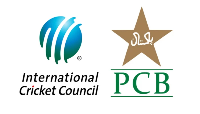 The logos of the International Cricket Council (ICC) Pakistan Cricket Board (PCB). — ICC/PCB/File