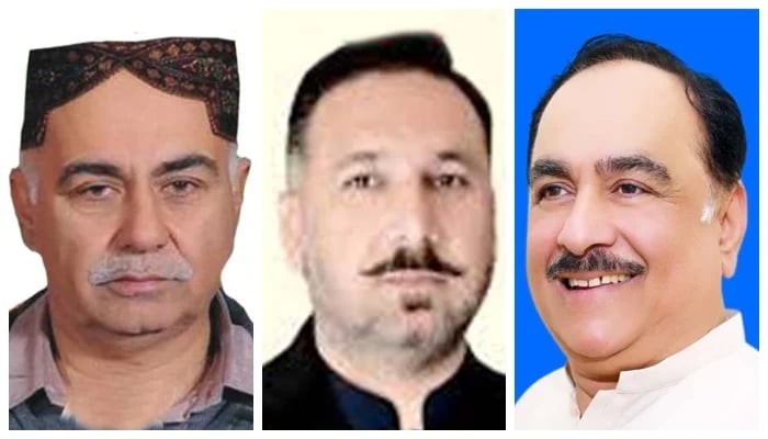 PTI candidate Mian Muhammad Azam Cheela, PML-N candidate Faisal Hayat Jabboana and independent candidate Iftikhar Ahmed Baloch. — File