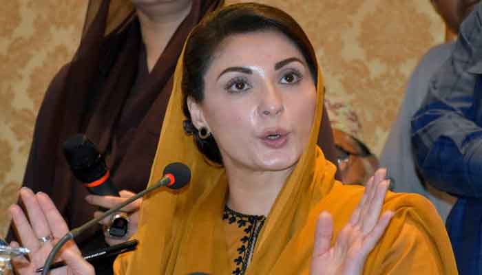 PML-N Vice President Maryam Nawaz Sharif gestures as speaks during a press conference in Karachi. — AFP/File