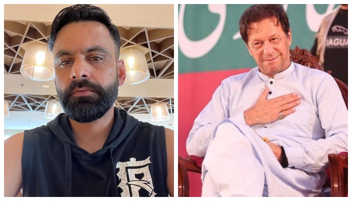 Former Test cricketer Muhammad Hafeez (left) and PTI chairman Imran Khan. — Instagram
