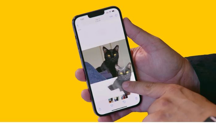 iPhones tap-and-lift feature seen on public beta of iOS 16. —Celso Bulgatti/CNET