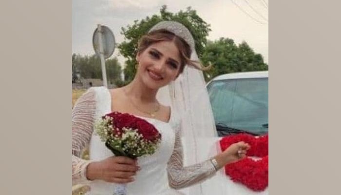 Mahvash Leghaei, 24, was killed at her own wedding due to a celebratory firing in Firuzabad, Iran. — mirror.co.uk