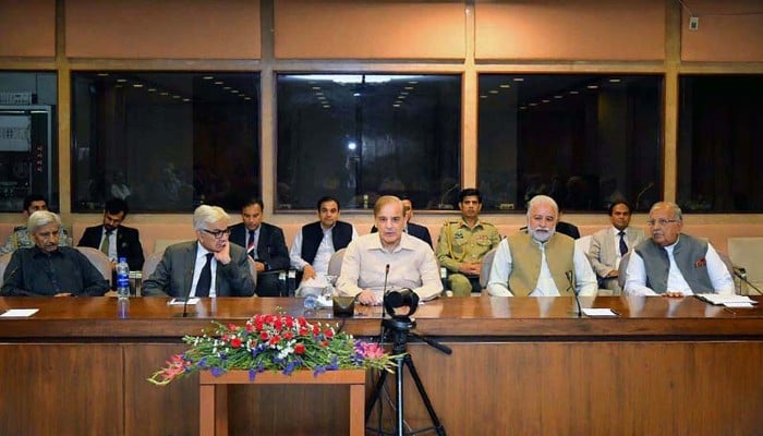 Prime Minister Shehbaz Sharif chairing a Parliamentary Party meeting of PML-N at Parliament House onMay 09. — APP