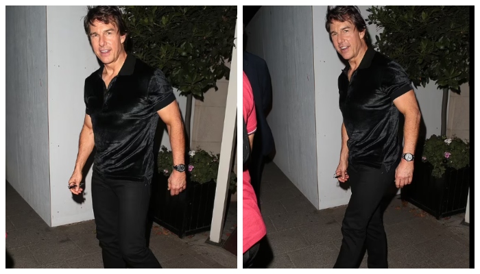 Tom Cruise cuts dapper figure in black velvet polo shirt as he steps out in Londons Mayfair