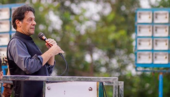 PTI Chairman Imran Khan addressing a public gathering. - Instagram/Imran Khan