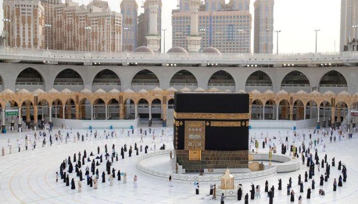 A general view picture shows the Kaaba as Muslim pilgrims keep social distance while performing their final Tawaf, marking the end of Haj pilgrimage amid the coronavirus disease (COVID-19) pandemic, in the holy city of Mecca, Saudi Arabia August 2, 2020. —Reuters