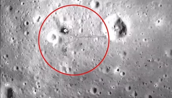Video from the Lunar Reconnaissance Orbiter shows the astronauts tracks. — Screengrab via Twitter