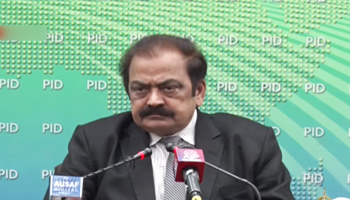 Interior Minister Rana Sanaullah addressing a press conference in Islamabad, on July 21, 2022. — YouTube/PTVNewsLive