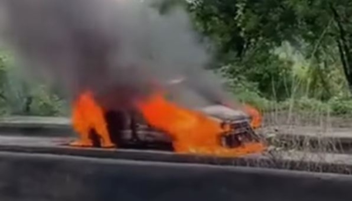 Man sets himself on fire while sitting in car with his wife and son. — Screengrab/Instagram