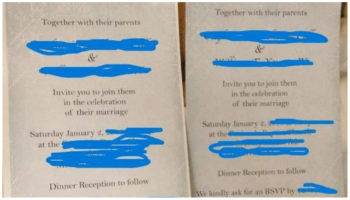 People opined that even a kid could have designed a better-looking wedding invitation. — Reddit