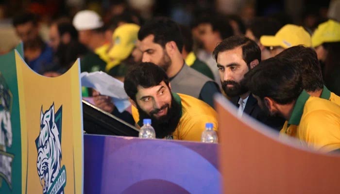 A image of former Pakistan cricket team captain Misbah ul Haq during the team selection for the upcoming second edition of the Kashmir Premier League. — KPL