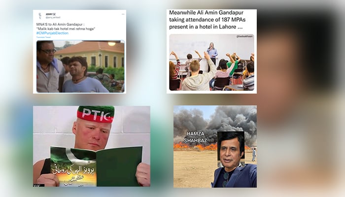 A photo collage showing memes that were on Twitter ahead of the Punjab CM election. — Twitter