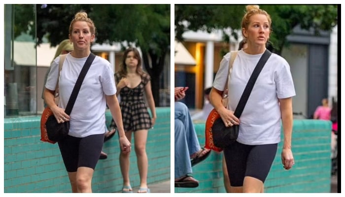 Ellie Goulding puts her incredibly toned body on display in cycling shorts