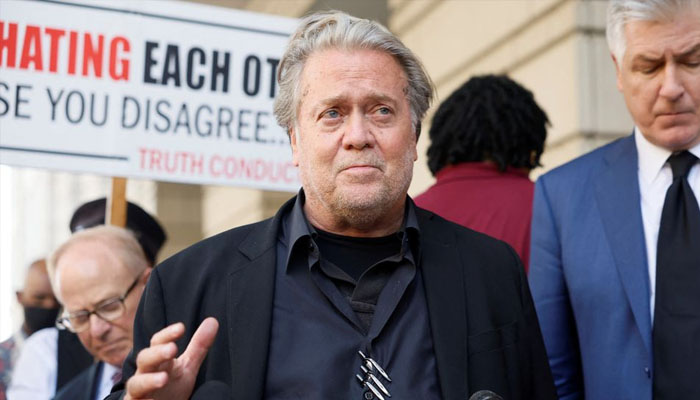 Former US President Donald Trumps White House chief strategist Steve Bannon speaks as he departs after he was found guilty during his trial on contempt of Congress charges for his refusal to cooperate with the US House Select Committee investigating the Jan. 6, 2021, attack on the Capitol, at US District Court in Washington, US, July 22, 2022. —REUTERS/Evelyn Hockstein