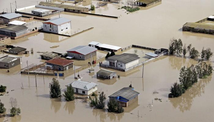 An aerial view of flooding in Golestan province, Iran, March 22, 2019. — Tasnim News Agency/via Reuters