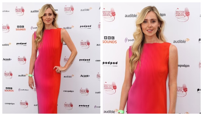 Diana Vickers sends pulses racing in bright two-toned maxi dress