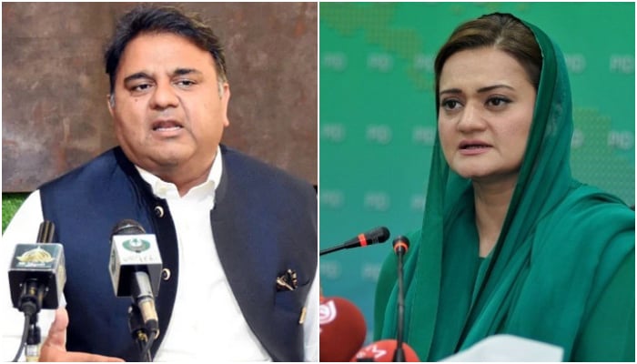 PTIs Fawad Chaudhry (L) and PML-Ns Marriyum Aurangzeb. — PID/APP