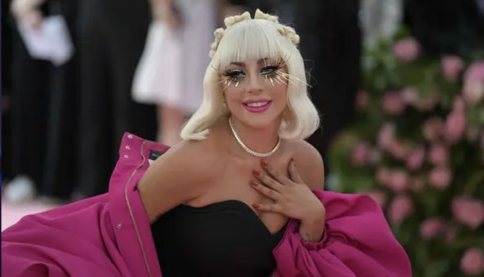 Lady Gaga deflects an object thrown at her on stage during her world tour