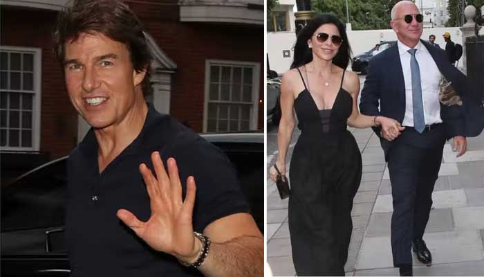 Tom Cruise, Jeff Bezos and Lauren Sanchez snapped heading out to dinner at London restaurant
