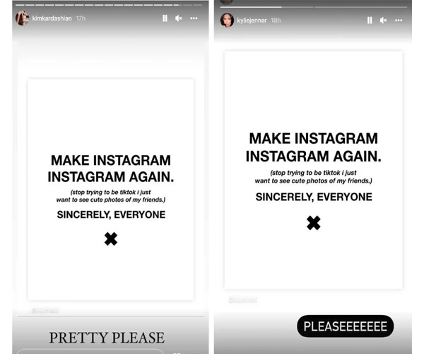 Kim Kardashian, Kylie Jenner call out Instagram for being too similar to TikTok