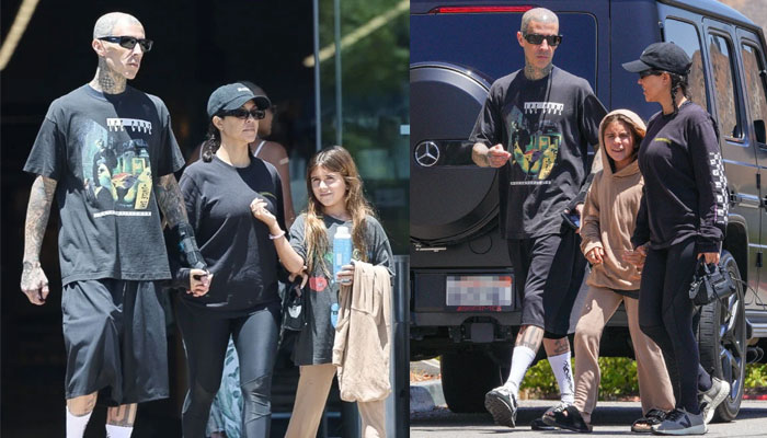 Kourtney Kardashian spotted holding hands in LA on a family outing