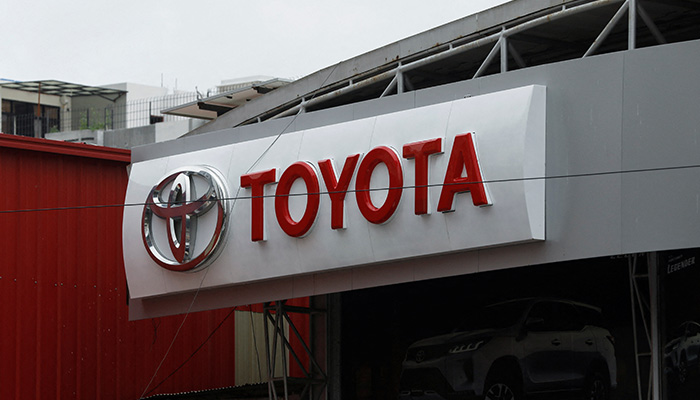 Toyota logo is seen at a Toyota Society Motors showroom in Karachi, Pakistan, July 27, 2022. — Reuters