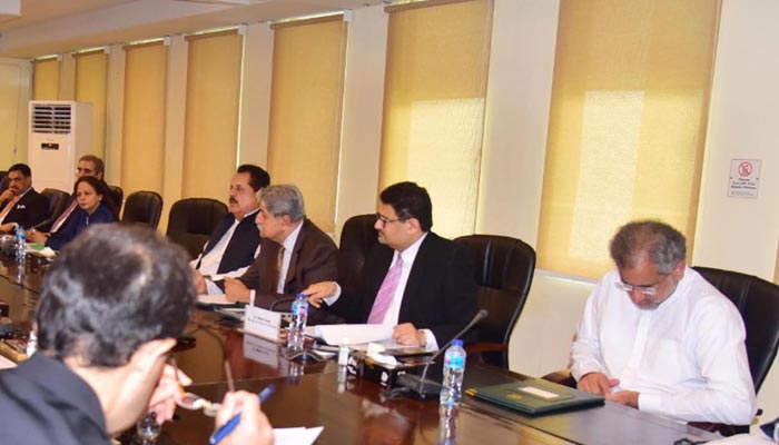 Federal Minister for Finance and Revenue Miftah Ismail presided over the meeting of the Economic Coordination Committee (ECC) of the Cabinet at Finance Division, Islamabad on July 28, 2022.— PID