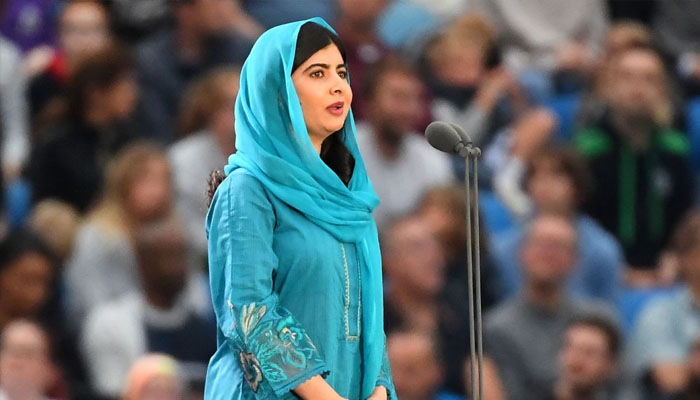 Pakistani activist Malala Yousafzai delivering speech during Commonwealth Games opening ceremony. —Twitter/ Birmingham 2022