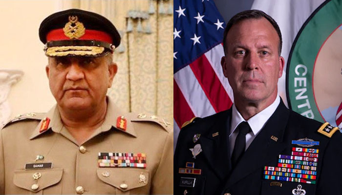 COAS General Qamar Javed Bajwa (L) andUS CENTCOM General Michael Erik. — AFP/US Central Command website
