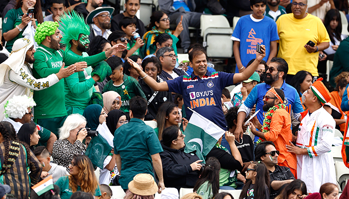 Commonwealth Games - Womens Cricket T20 - Group A - Pakistan v India - Edgbaston Stadium, Birmingham, Britain - July 31, 2022 Pakistan and India fans during the match. — Reuters