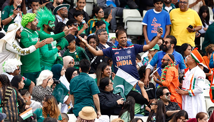 Commonwealth Games - Womens Cricket T20 - Group A - Pakistan v India - Edgbaston Stadium, Birmingham, Britain - July 31, 2022 Pakistan and India fans during the match. — Reuters