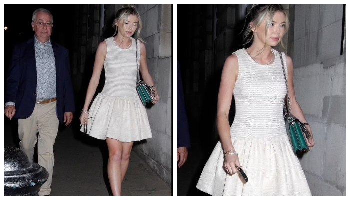Georgia Toffolo looks angelic in white as she steps out in London