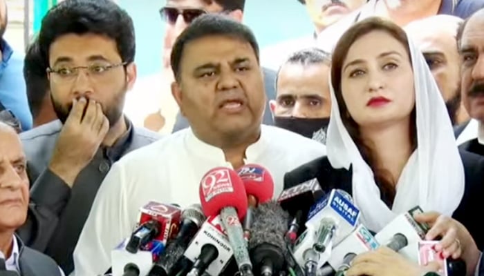 PTI leaders addressing a press conference in Islamabad. — YouTube