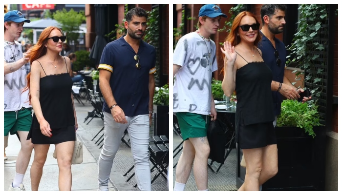 Lindsay Lohan steps outside in style with hubby Bader Shammas in NYC