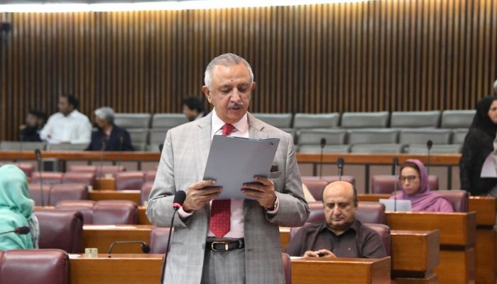 Shahadat Awan, Minister of State for Law and Justice, introduced the bill in the House. Photo/@SenShahadatAwan