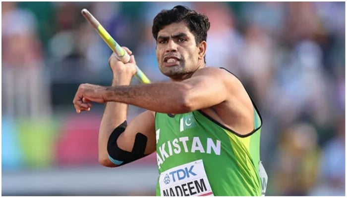 Arshad Nadeem in action. — World Athletics Championship