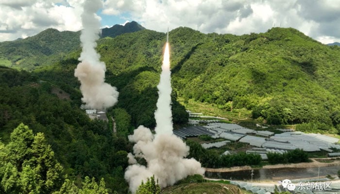 The Rocket Force under the Eastern Theatre Command of Chinas Peoples Liberation Army (PLA) conducts conventional missile tests into the waters off the eastern coast of Taiwan, from an undisclosed location in this handout released on August 4, 2022. — Eastern Theatre Command/Handout via Reuters