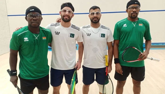 Pakistani duo of Tayyab Aslam and Nasir Iqbal along with Ghanas duo of Evans Ayih and Clement Anafo. Source: Faizan Lakhani