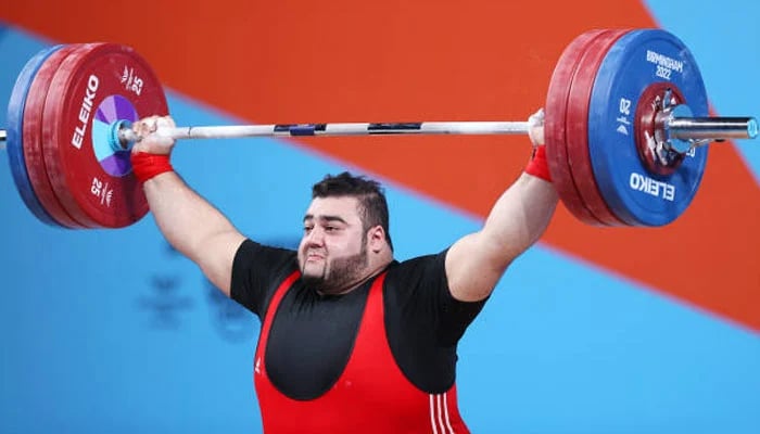 Nooh Dastagir Butt in action during the Commonwealth Games 2022 in Birmingham, United Kingdom. —Twitter