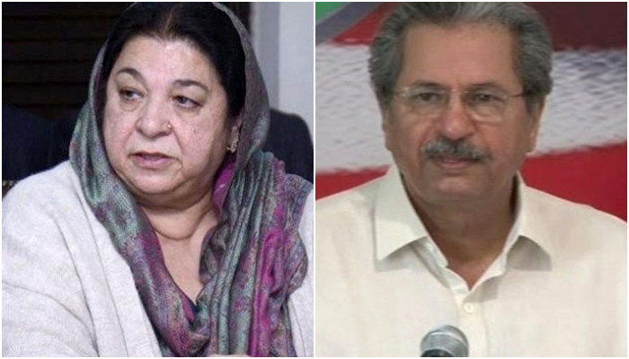 PTIs Dr Yasmin Rashid (L) and Shafqat Mahmood. — Twitter/File