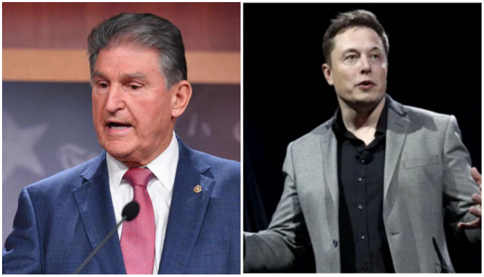 Image collage featuring US Senator Joe Manchin (L) and Tesla CEO Elon Musk. — AFP/Getty/ Reuters