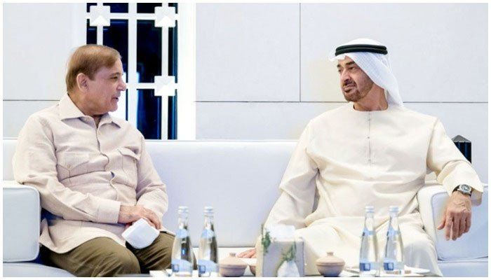 Prime Minister Shehbaz Sharif and UAE Crown Prince Sheikh Mohamed bin Zayed Al Nahyan. — Radio Pakistan/File