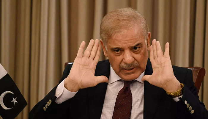 Prime Minister Shehbaz Sharif addresses a press conference in Pakistan in this undated photo. — AFP/File