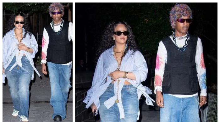 Rihanna, A$AP Rocky cut casual figures as they go for late night stroll