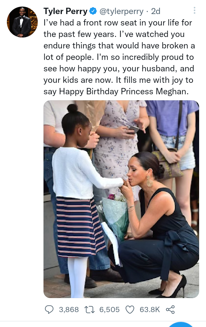 Meghan Markle kissing her own thumb instead of girls hand in picture shared by Tyler Perry?
