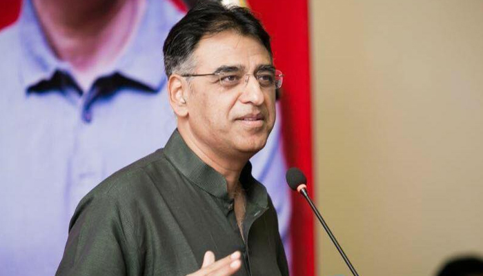 PTI Secretary-General Asad Umar speaking during an event in this undated photo. — Facebook